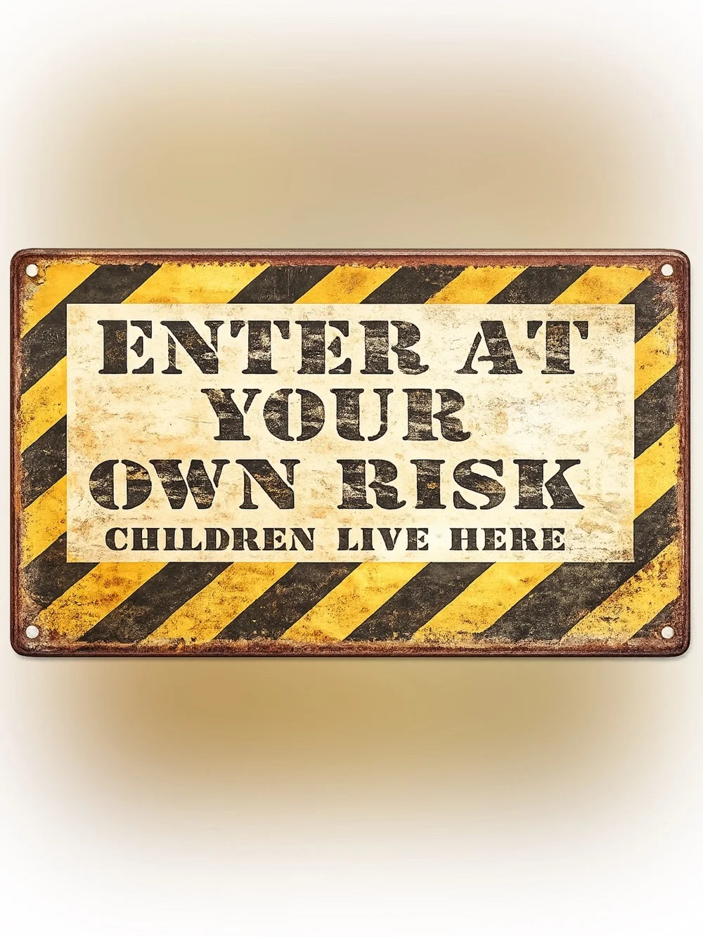 NEW Enter At Your Own Risk Children Live Here Metal Sign